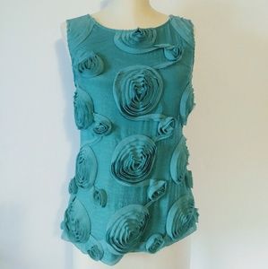 Anthropologie Baraschi rosette teal tank xs